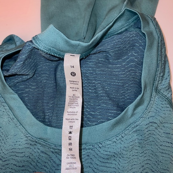 Lululemon Swiftly Tech LS race length Ripple Wave Tidal Teal/Blue Borealis 14 - Picture 7 of 7